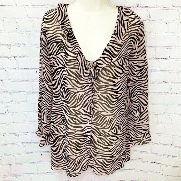 Victoria's Secret Other - VICTORIA'S SECRET PINK & BLACK ZEBRA SHEER RUFFLE NIGHTIE/TOP - SMALL!